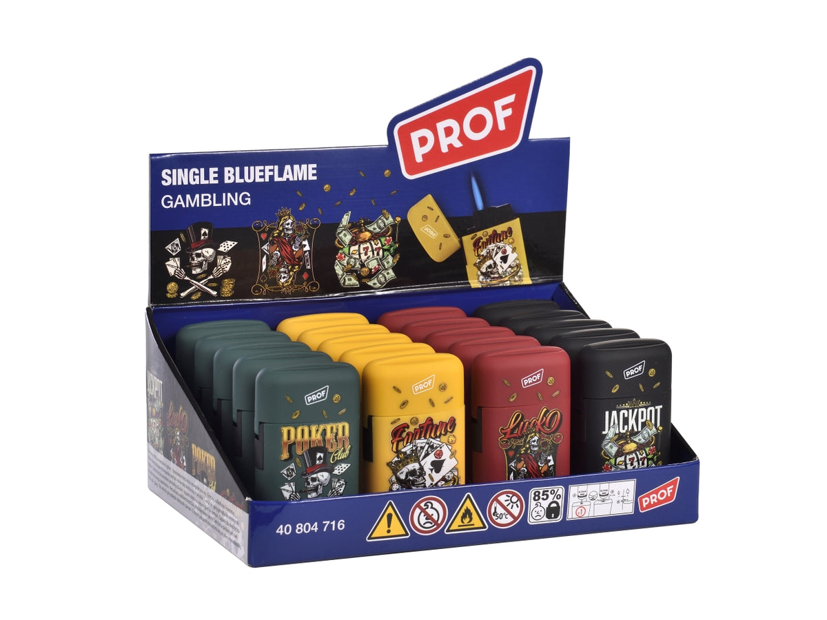 Prof accendino con fiamma blu