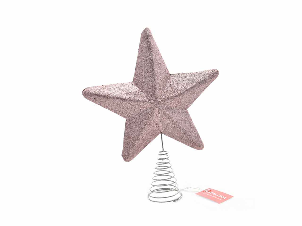 Puntale albero 19cm con glitter rosa