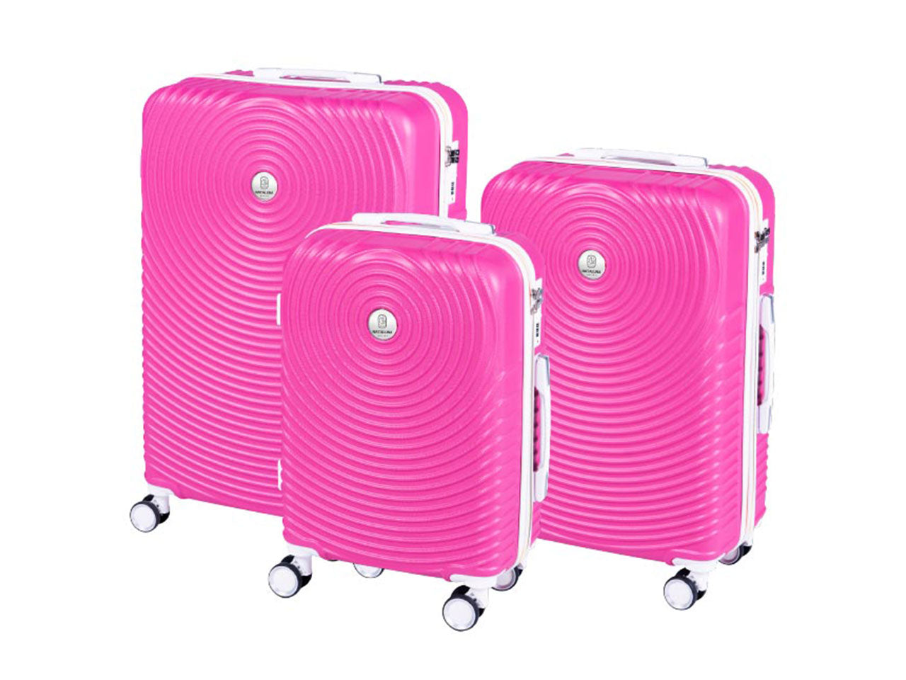 Trolley maratea colore fuxia e bianco set da 3 pezzi