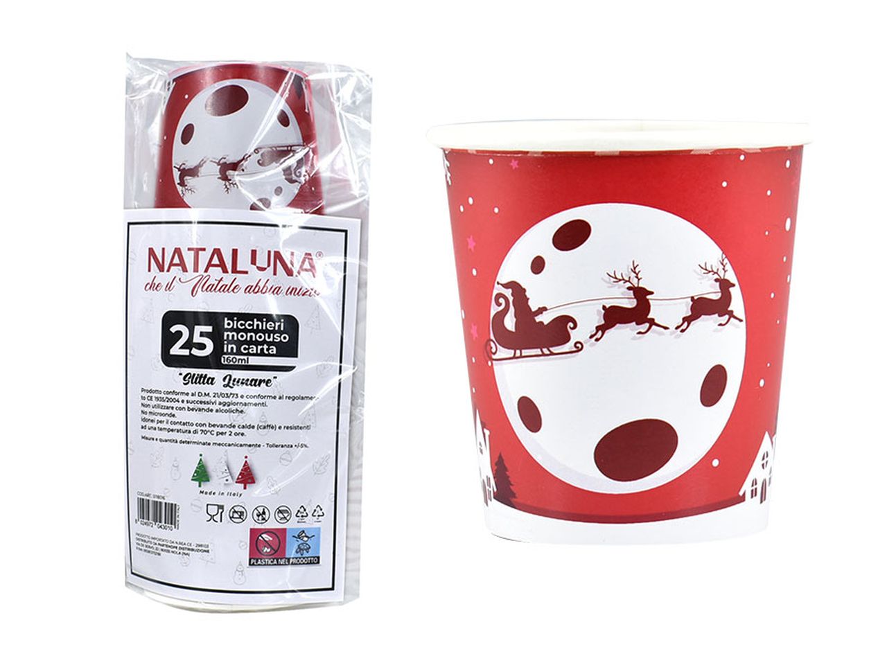 Bicchieri monuso in carta - la confezione comprende 25 bicchieri misura 160ml