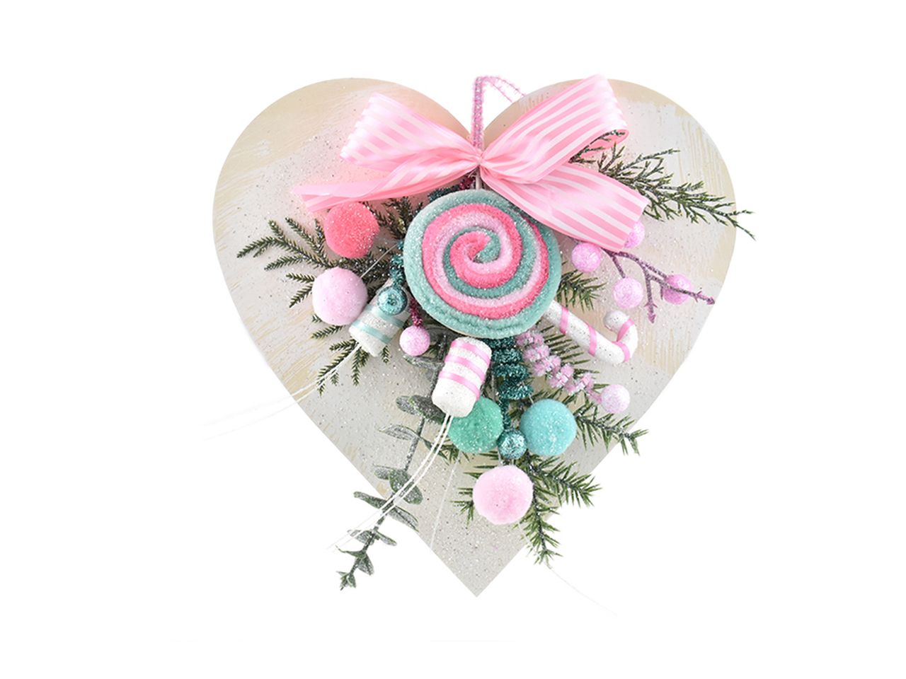 Ferma porta a forma di cuore candy misura 28cm colore rosa