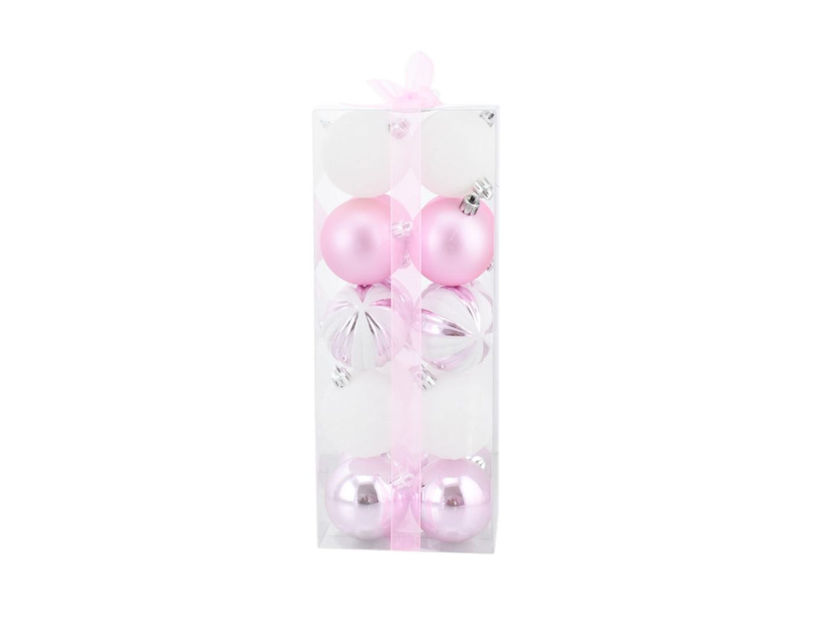 Palle di natale misura 6cm combinazione di spicchi bianco e rosa - la confezione comprende 20 palle di natale