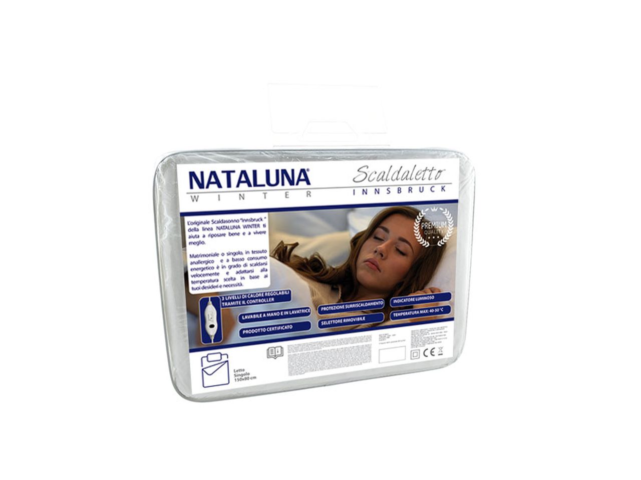 Scaldaletto elettrico coveri per letto ad 1 piazza misura 150x80cm con 3 temperature
