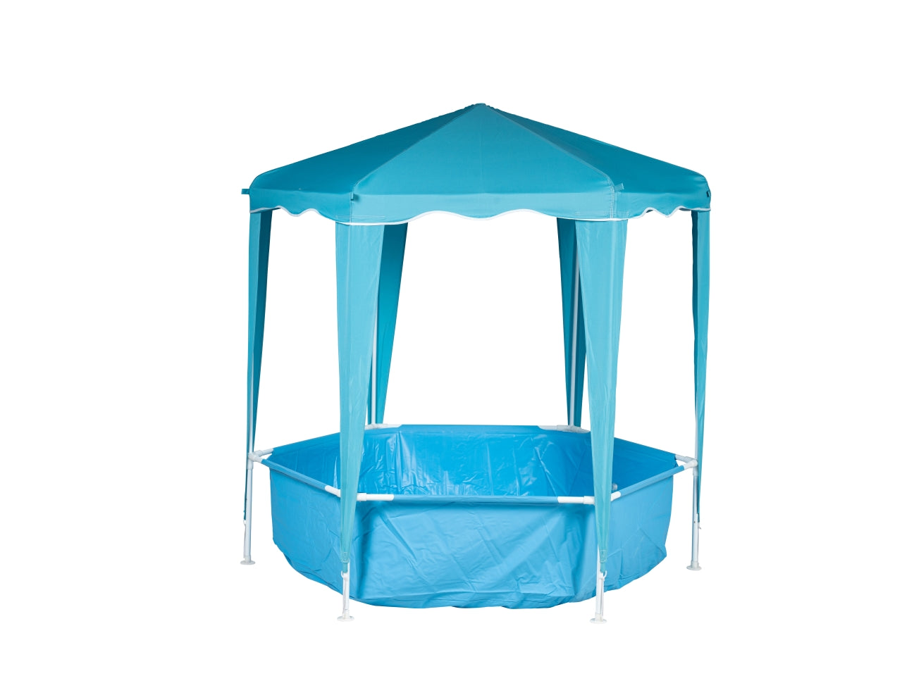 Piscina esagonale 90x90 cm con gazebo in pvc e poliestere azzurro - Nataluna