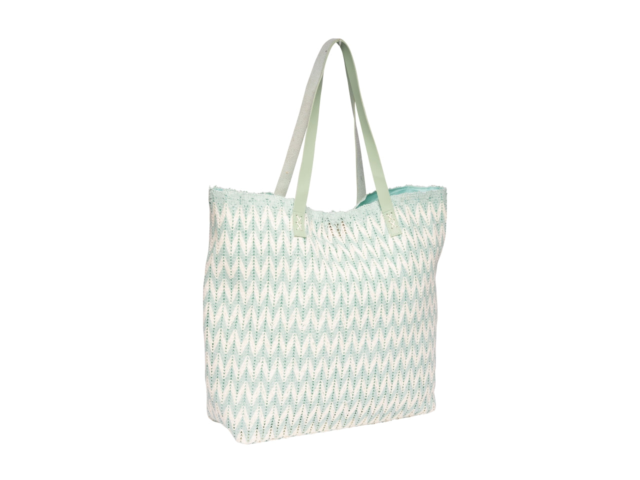 Borsa mare intrecciata in carta paglia naturale in 4 colori assortiti a zig zag 38x14x40 cm - Rox