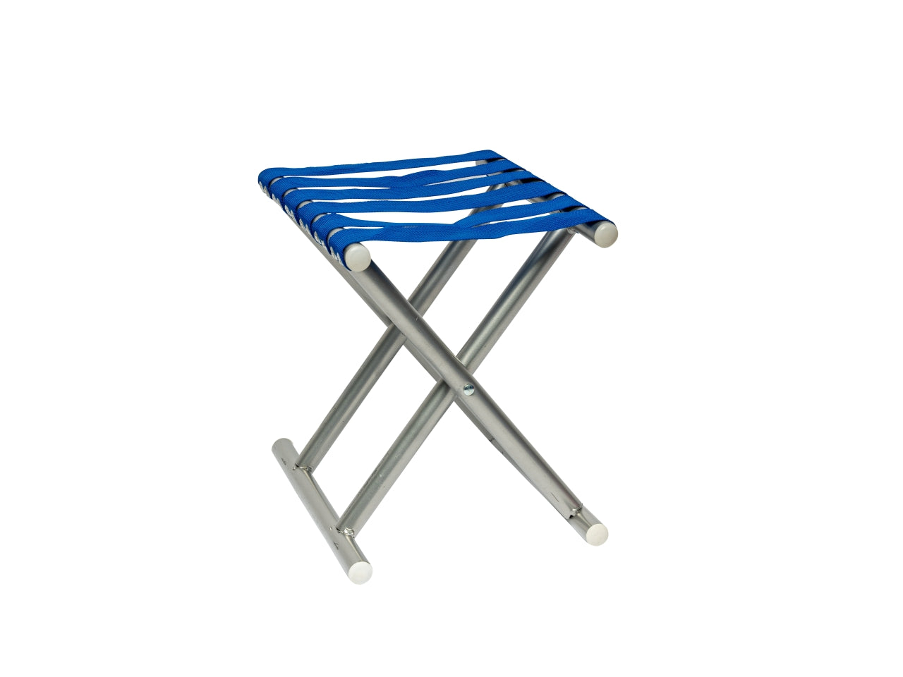 Sgabello da campeggio in metallo blu portatile e resistente 31x30x26 cm - Nataluna