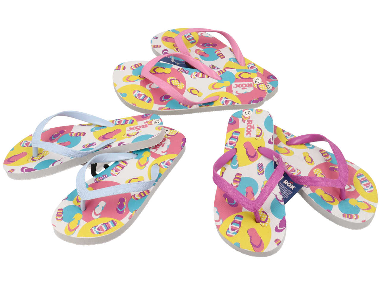 Infradito mare bimba in gomma fantasia rigata multicolor taglie 28/34 - Rox