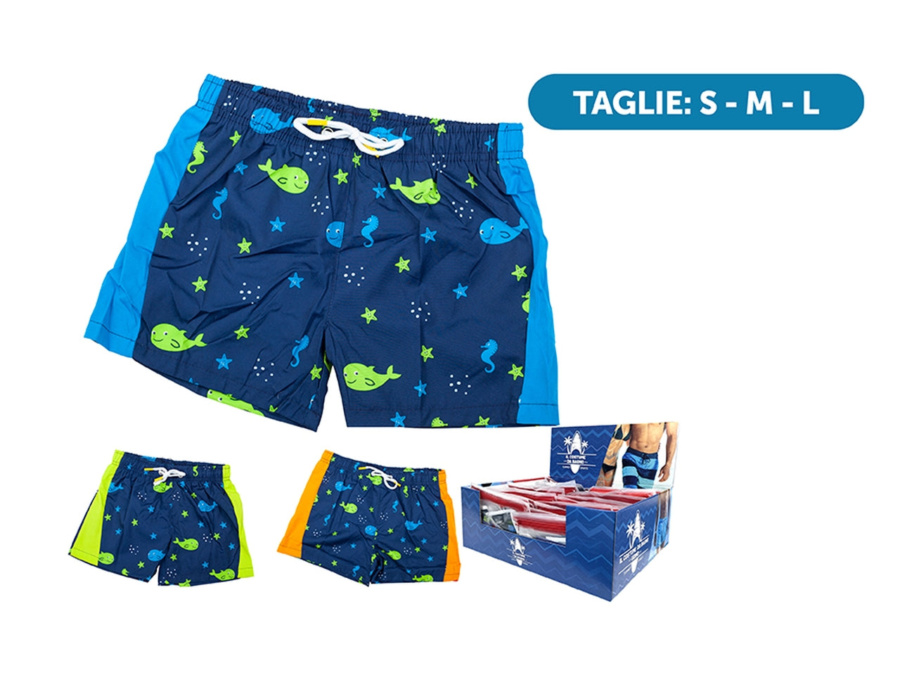 Costume da bimbo boxer con coulisse e mutanda interna multicolor - Amytis