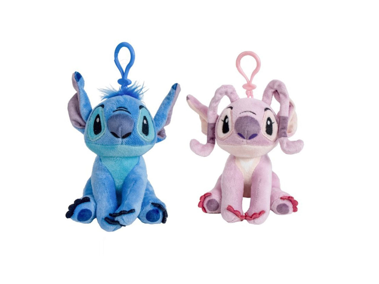 Disney stitch-angel-leroy peluche portachiavi 12,5cm con bagclip in 3 assortimenti
