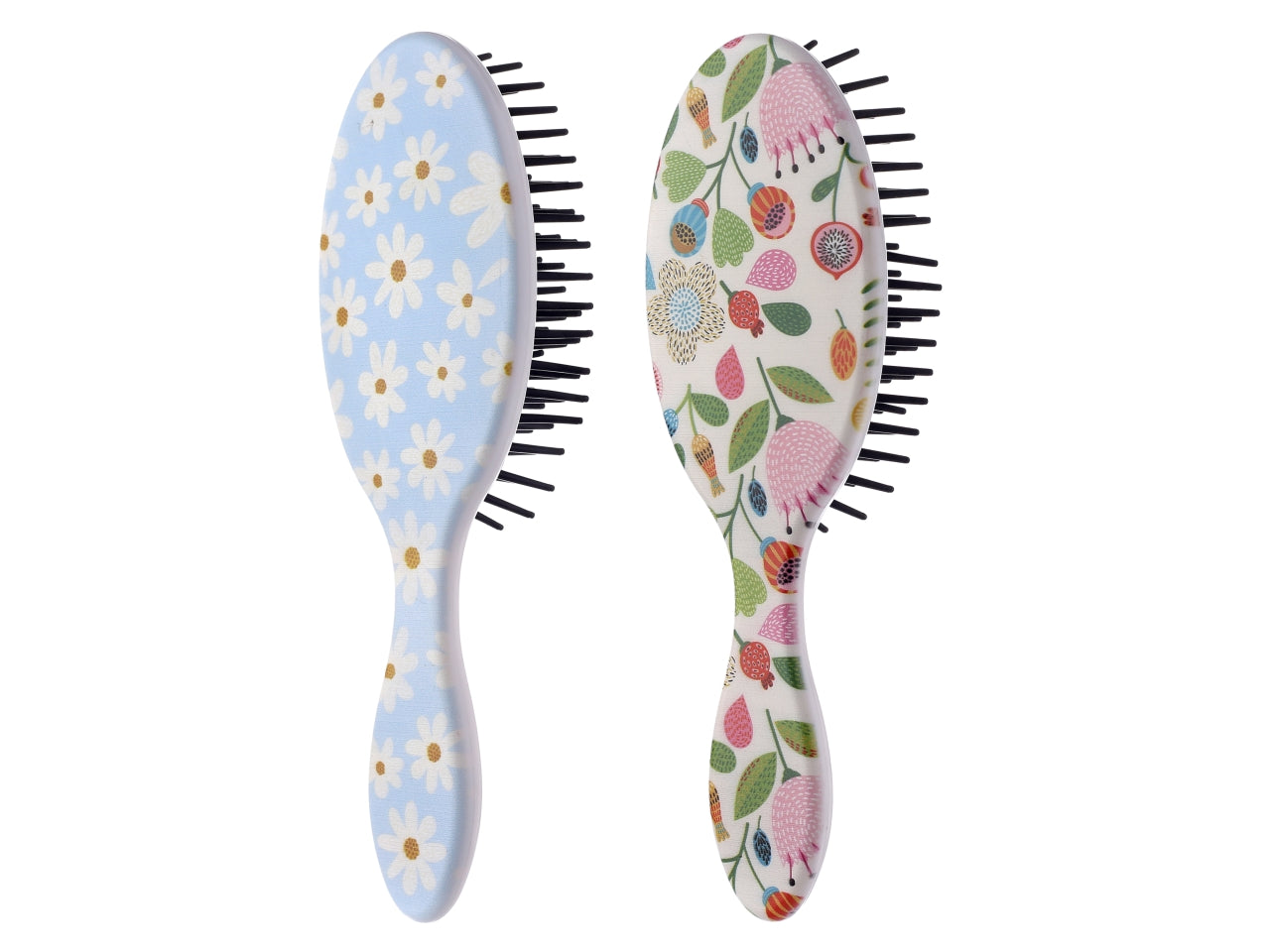 Spazzola per capelli con manico h.17cm con decoro sogno floreale