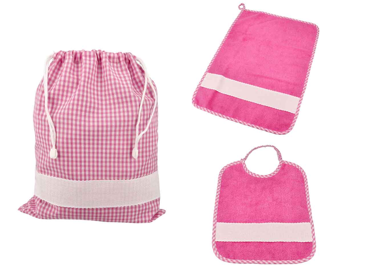 Set asilo quadretti 3 pezzi fucsia sa20405.03 001