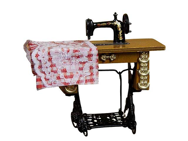 Accessorio per presepe macchina da cucire con mobile 8,5x3,5x7,5cm