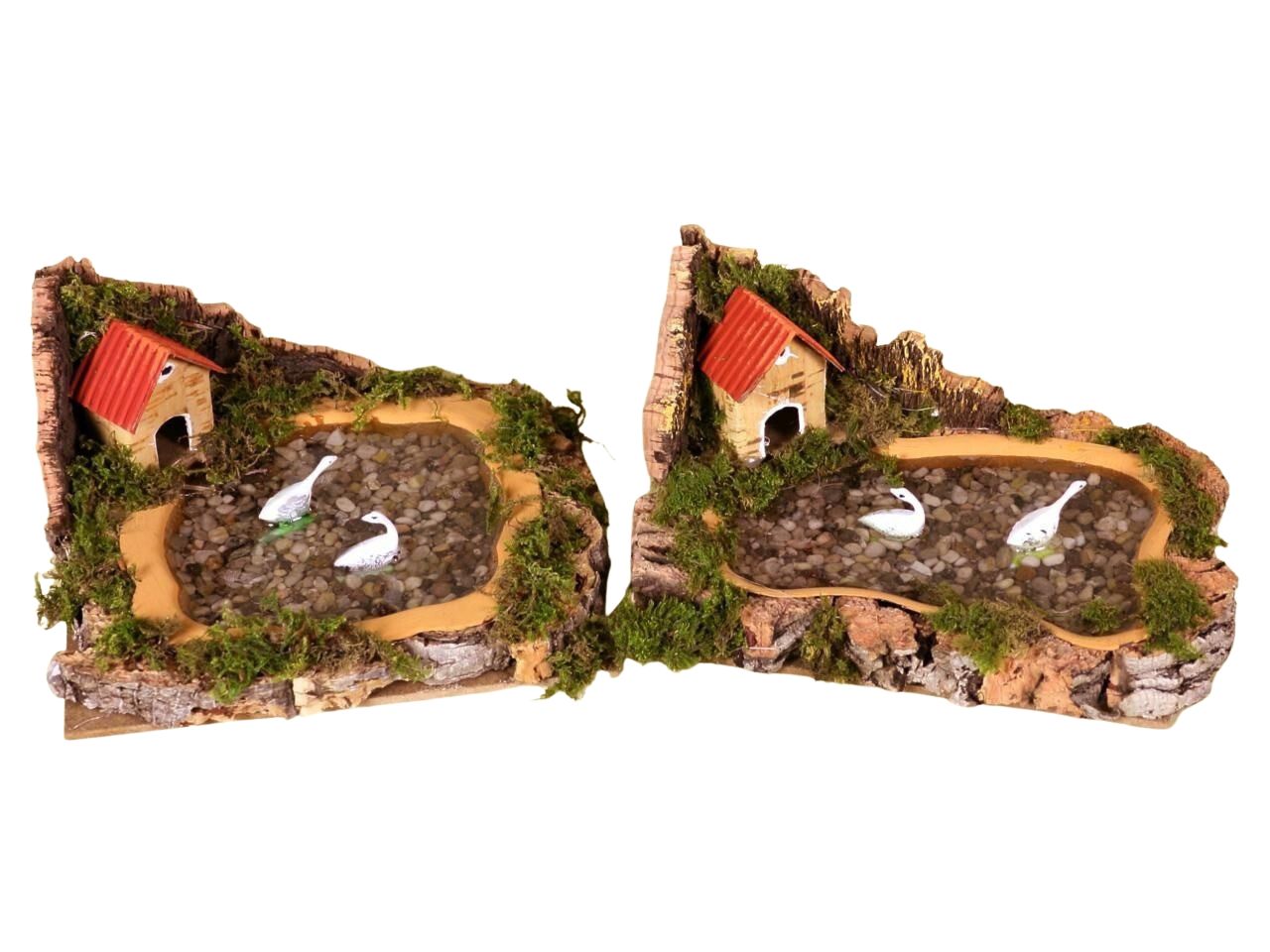 Ambientazione casa con lago effetto acqua e papera 15x10cm