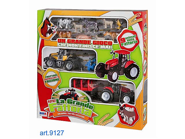 Playset la grande fattoria con trattori a frizione e 9 animali