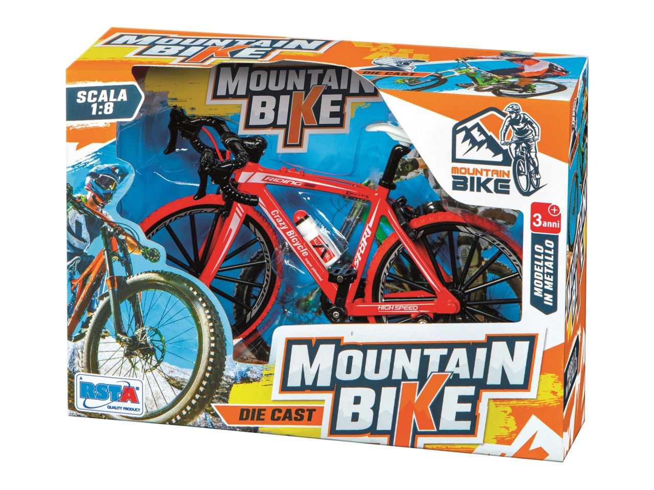 Mountain bike die cast in 3 colori assortiti