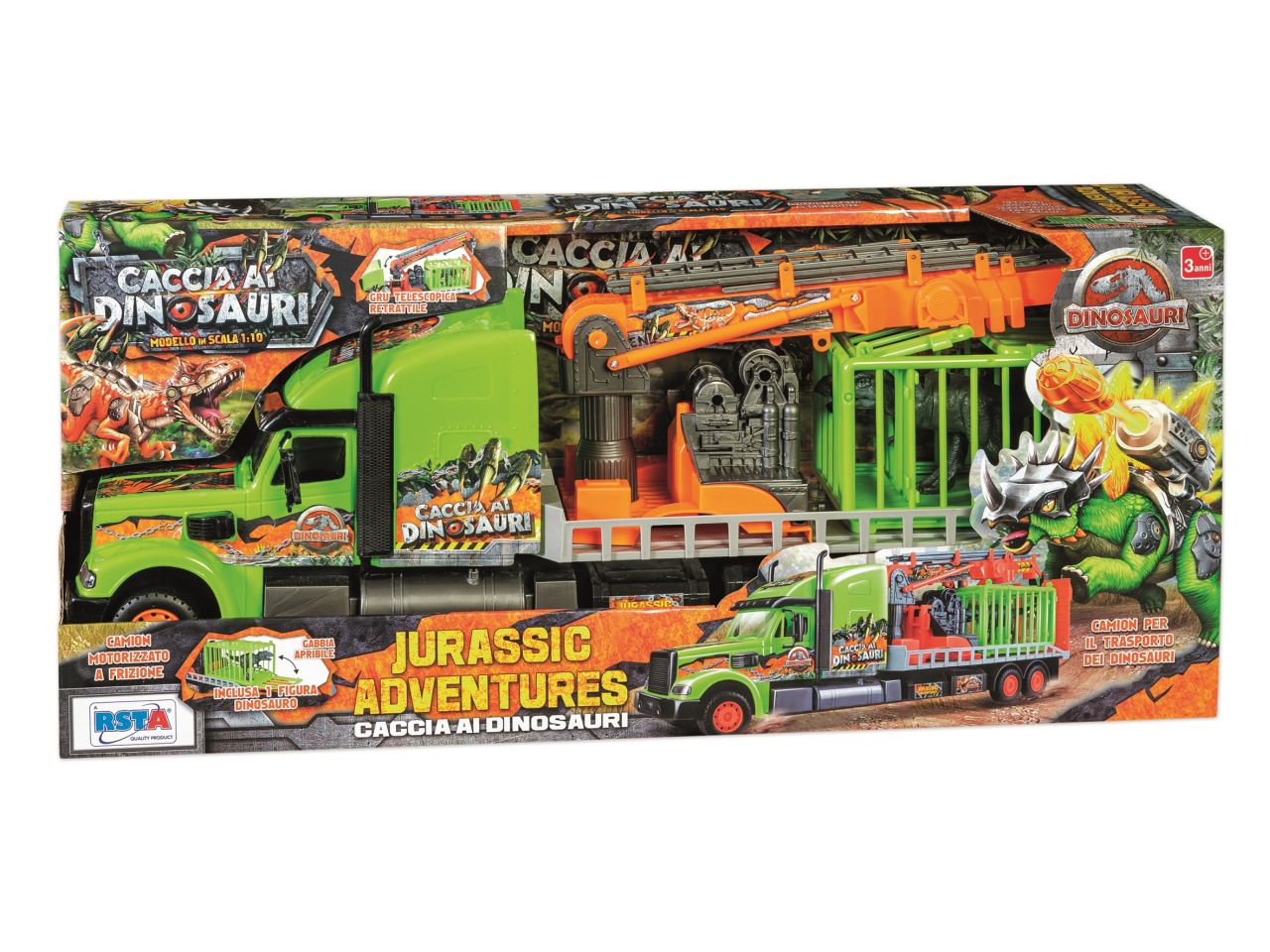 Camion gigante caccia al dinosauro a frizione con gru telescopica retrattile