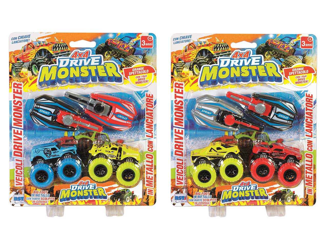 Set 2 auto drive monster die cast chiavi lancio