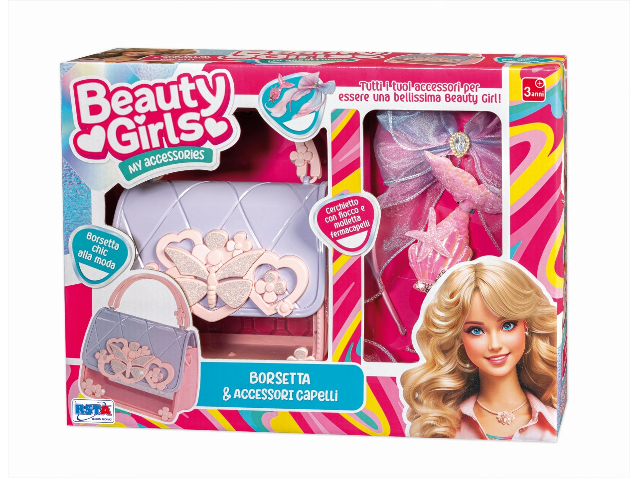 Borsetta bauletto e accessori capelli beauty