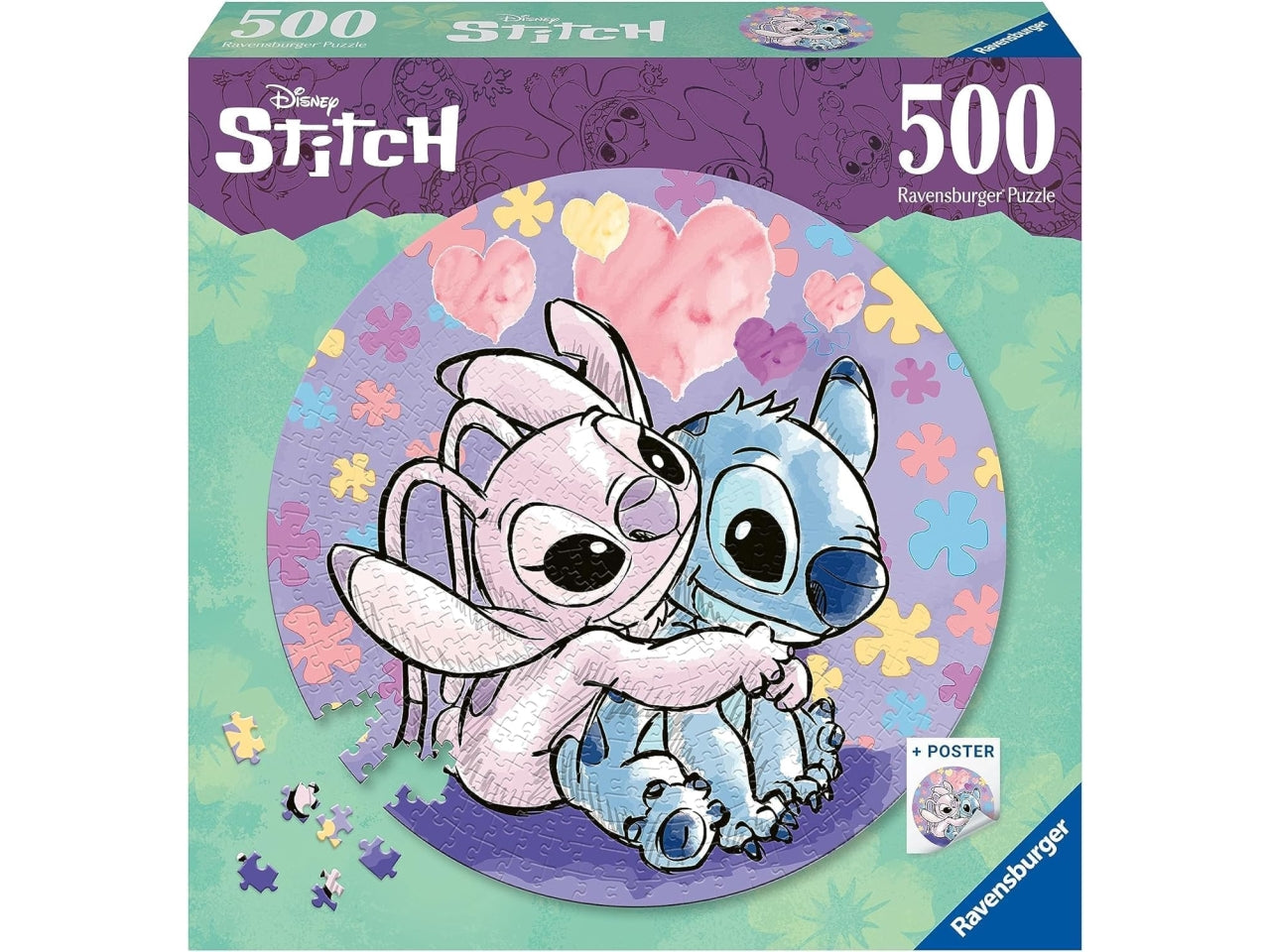 Puzzle Disney Stitch per Adulti, 500 Pezzi, Collezione Circolare, Idea Regalo per Lei o Lui, Forma Rotonda 52x52cm | Ravensburger