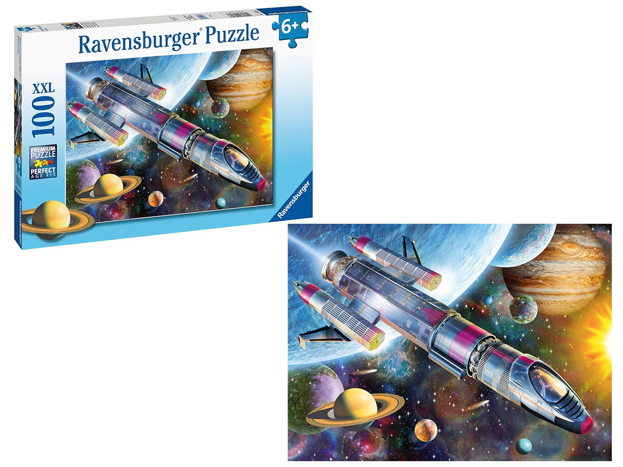 Puzzle Dinosauro, Elefante, Tigre Missione nello Spazio, 100 Pezzi XXL per Bambini, etÃ  6+, Multicolore - Ravensburger