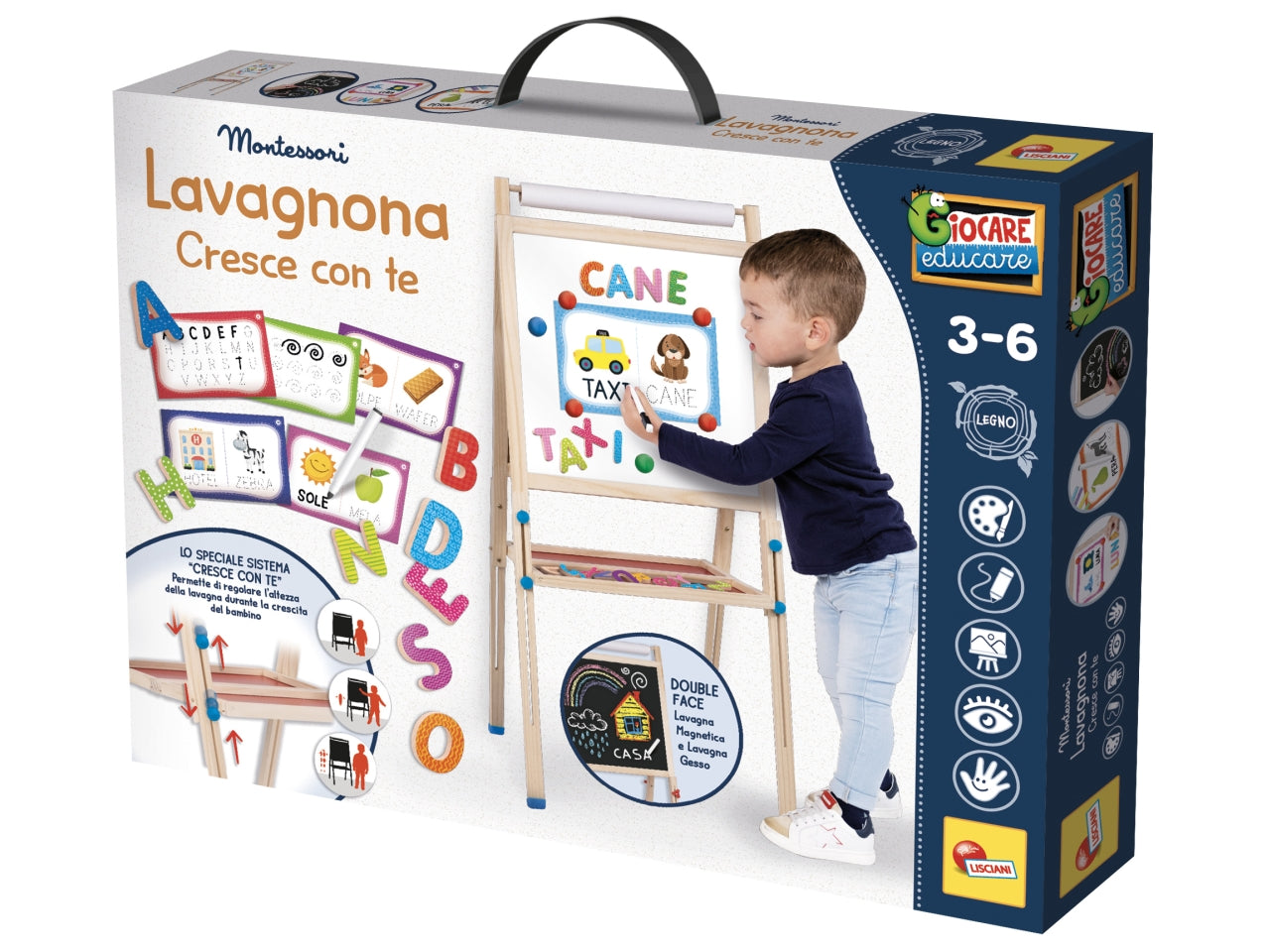 Montessori lavagnona legno cresce con te