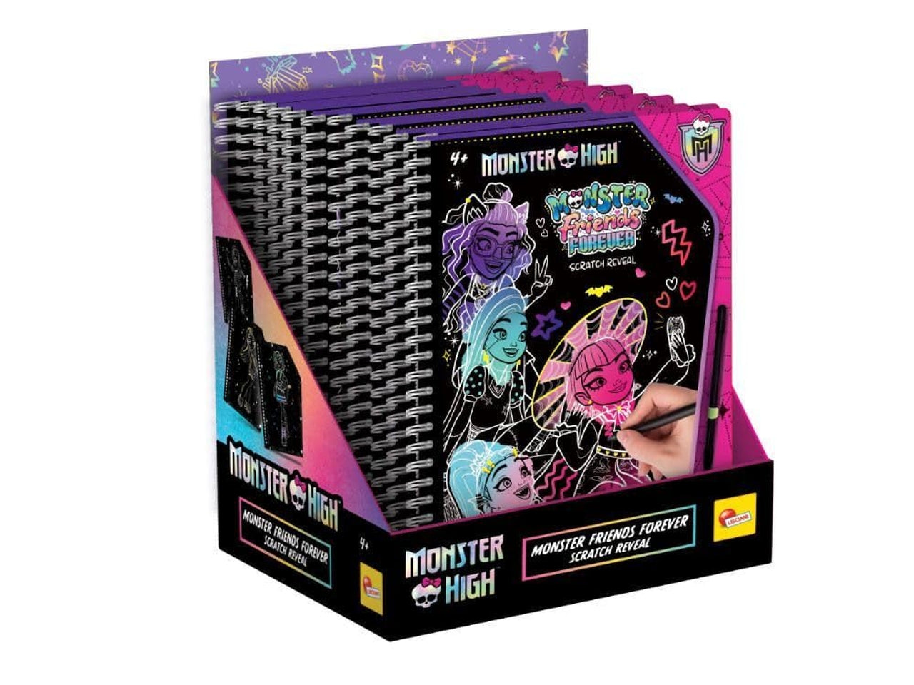 Monster high libro con spirale colorato da grattare piÃ¹ penna per bambine 4+ - Lisciani