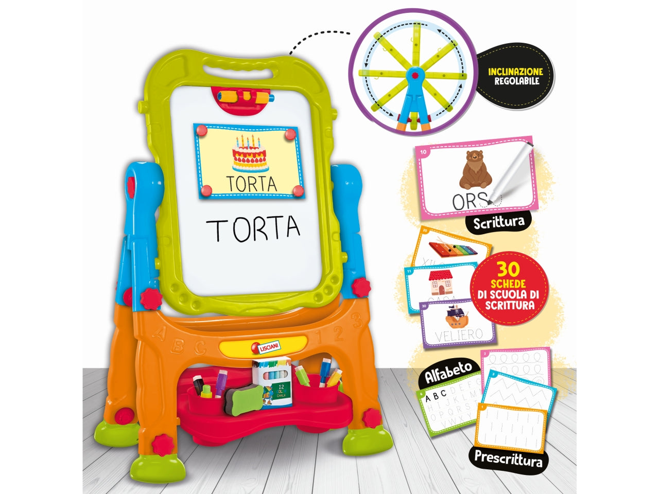 Gioco Educativo Prescolare Carotina Lavagna Educativa - Multicolor, per Bambini 3-6 Anni, Lisciani