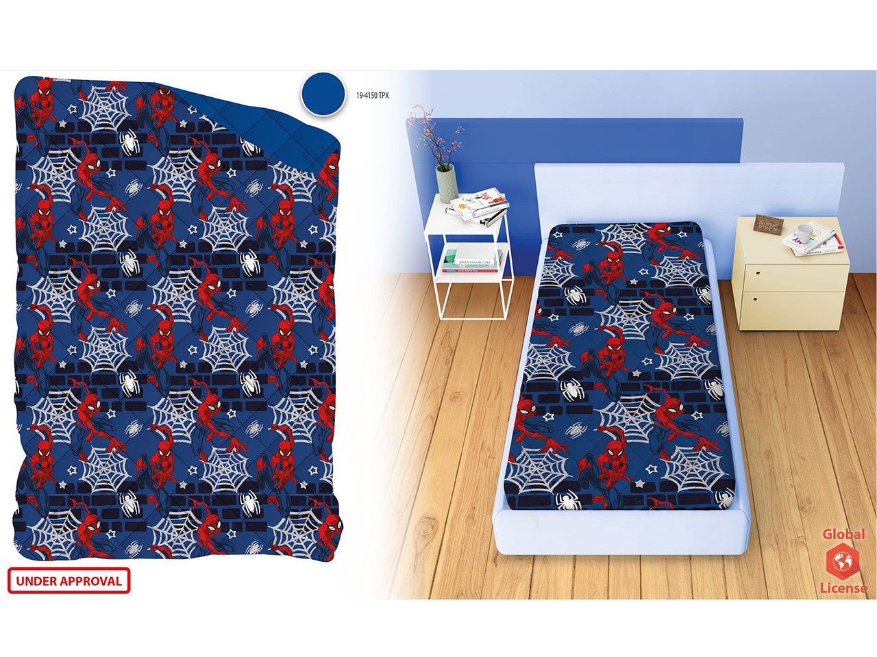Copriletto trapuntato Spiderman singolo primavera/autunno blu in tessuto, 170x250 cm - Disney Home
