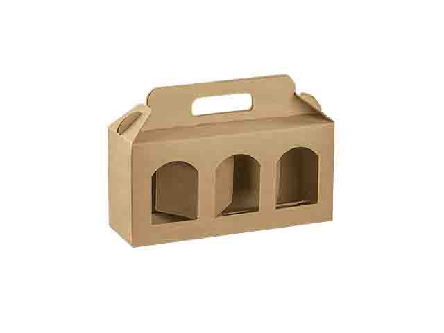 Scatola portavasetti 3 posti 19x6x9cm avana