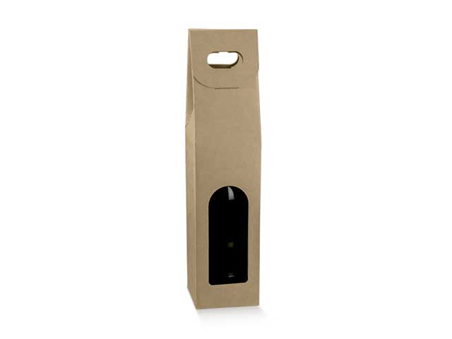 Scatola portabottiglie 1 posto avana 9x9x38,5cm
