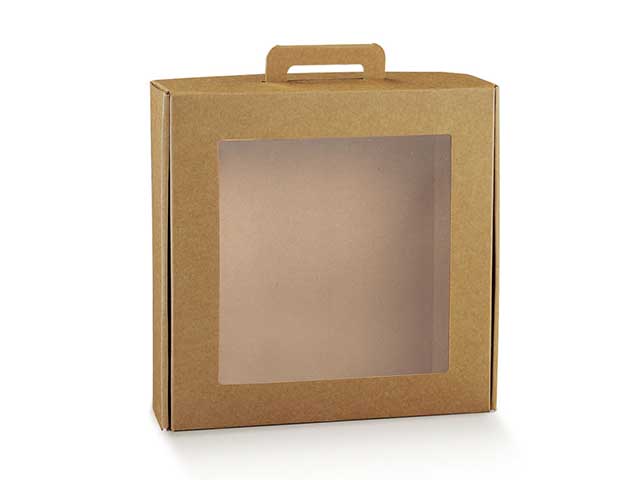 Scatola gourmet con finestra trasparente 29x29x9cm avana