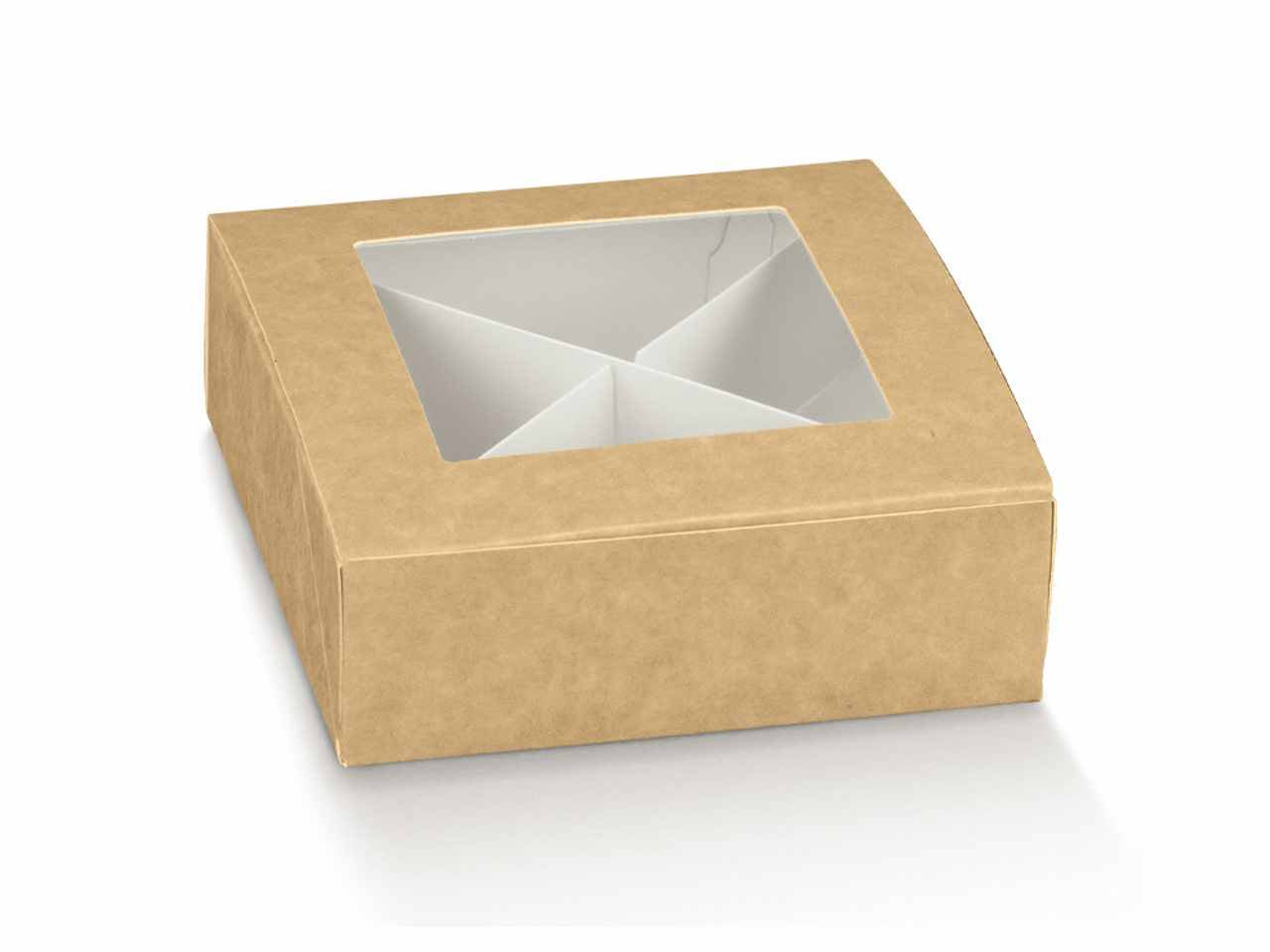Scatola naturale 12x12x4cm con finestra in plastica