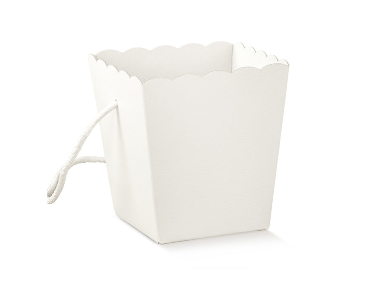 Scatola vaso linea fibra bianca con cordini misura 100x100x145mm