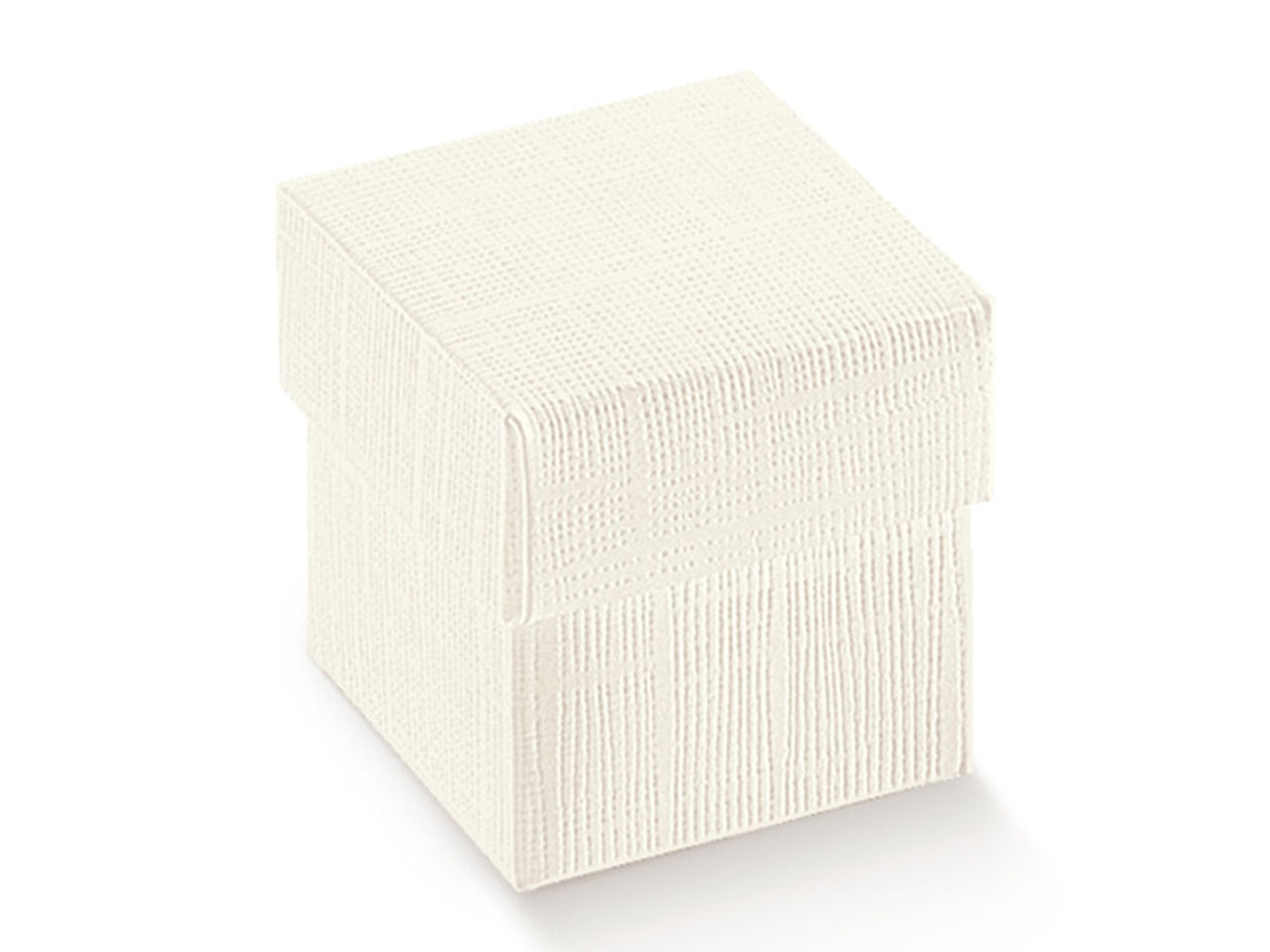 Scatola seta bianco con coperchio 16,5x16,5x17cm