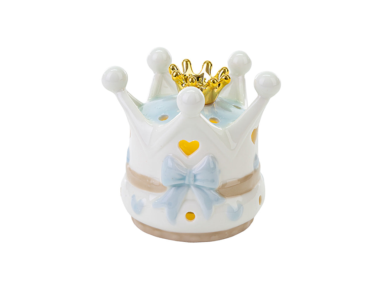 Corona led porc.celeste 10xh.9cm 54152