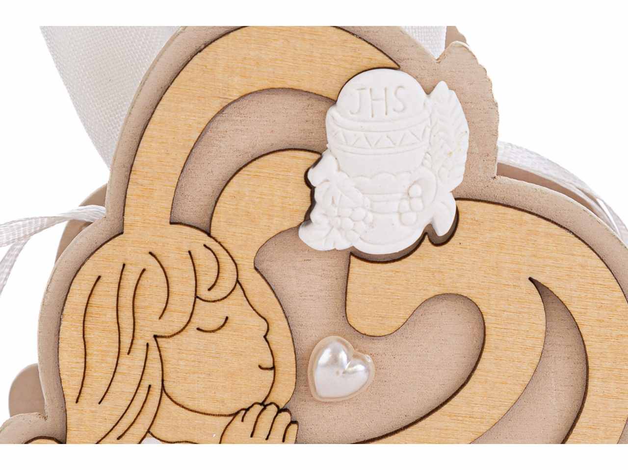 Sacchetto porta confetti in legno per comunione girl 4x8xh.10 cm