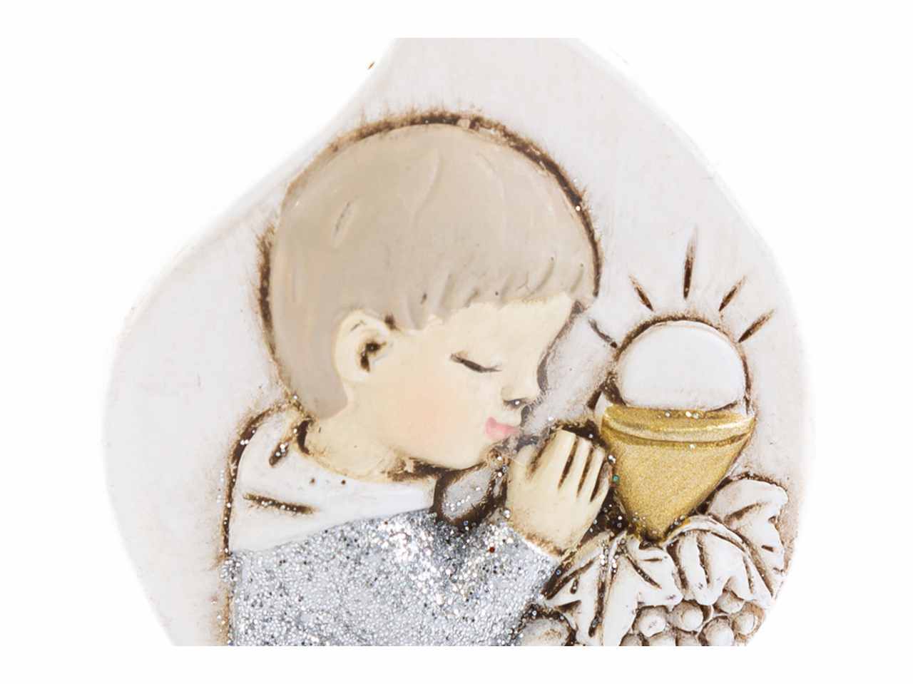 Calamita con figura di bimbo prima per comunione in resina 3x4,5 cm