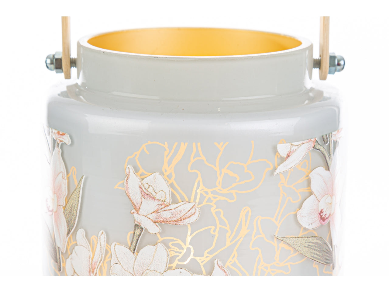 Lanterna in vetro decorato con fiori misura d.12xh.17cm