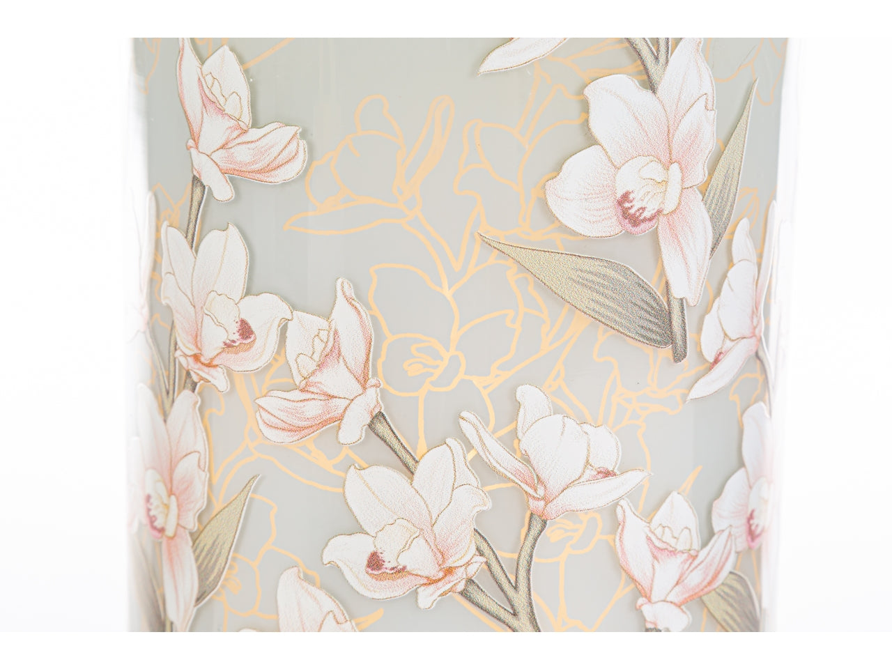 Lanterna in vetro decorato con fiori misura d.12xh.17cm