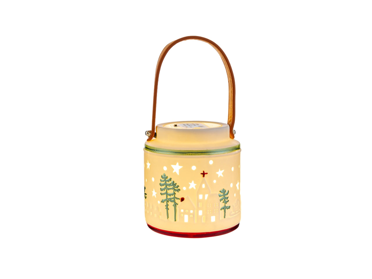 Lanterna natalizia 12x12xh.13cm con led in porcellana