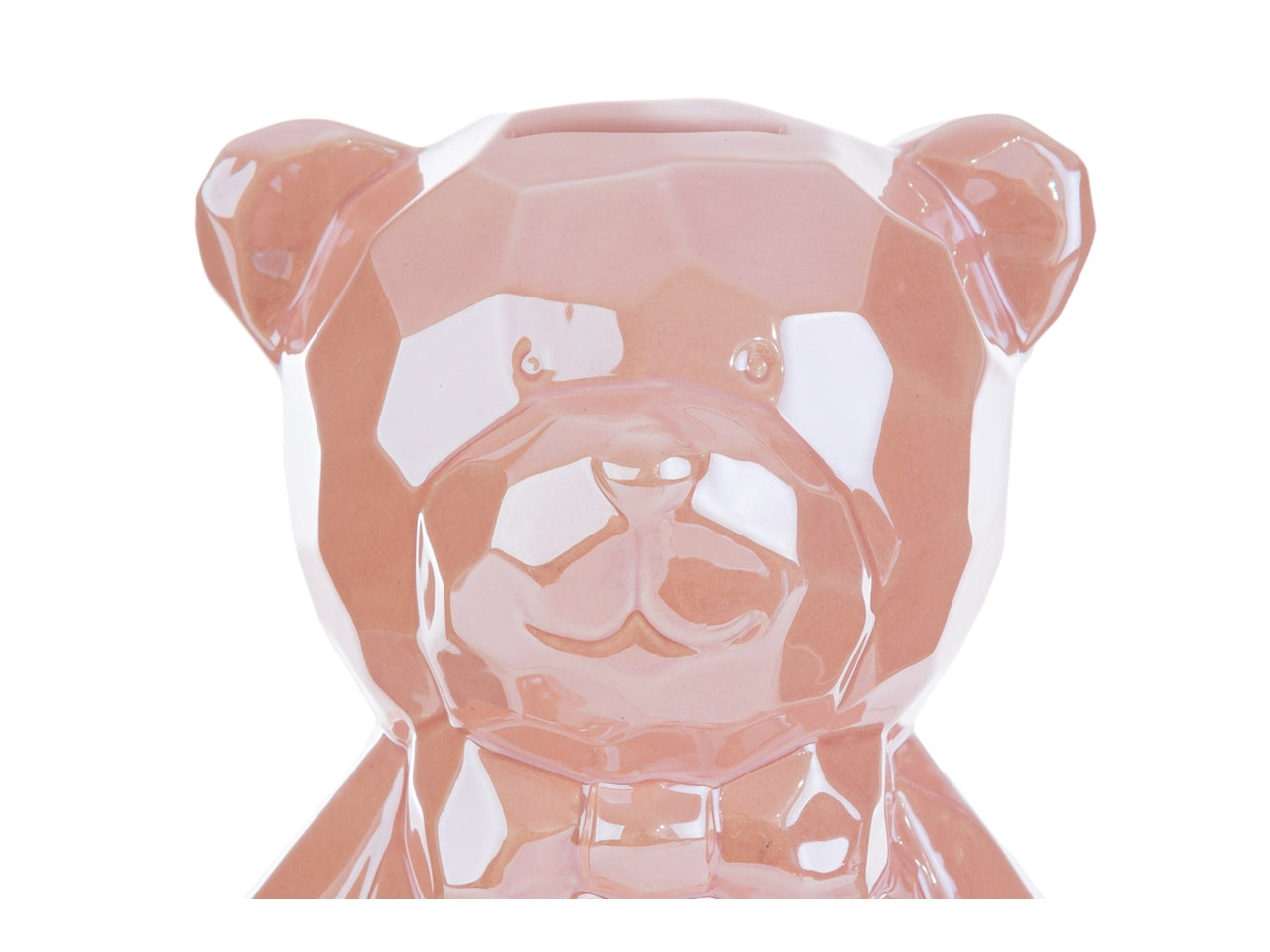 Salvadanaio orsetto porcellana 14x13xh.18cm rosa con shopper
