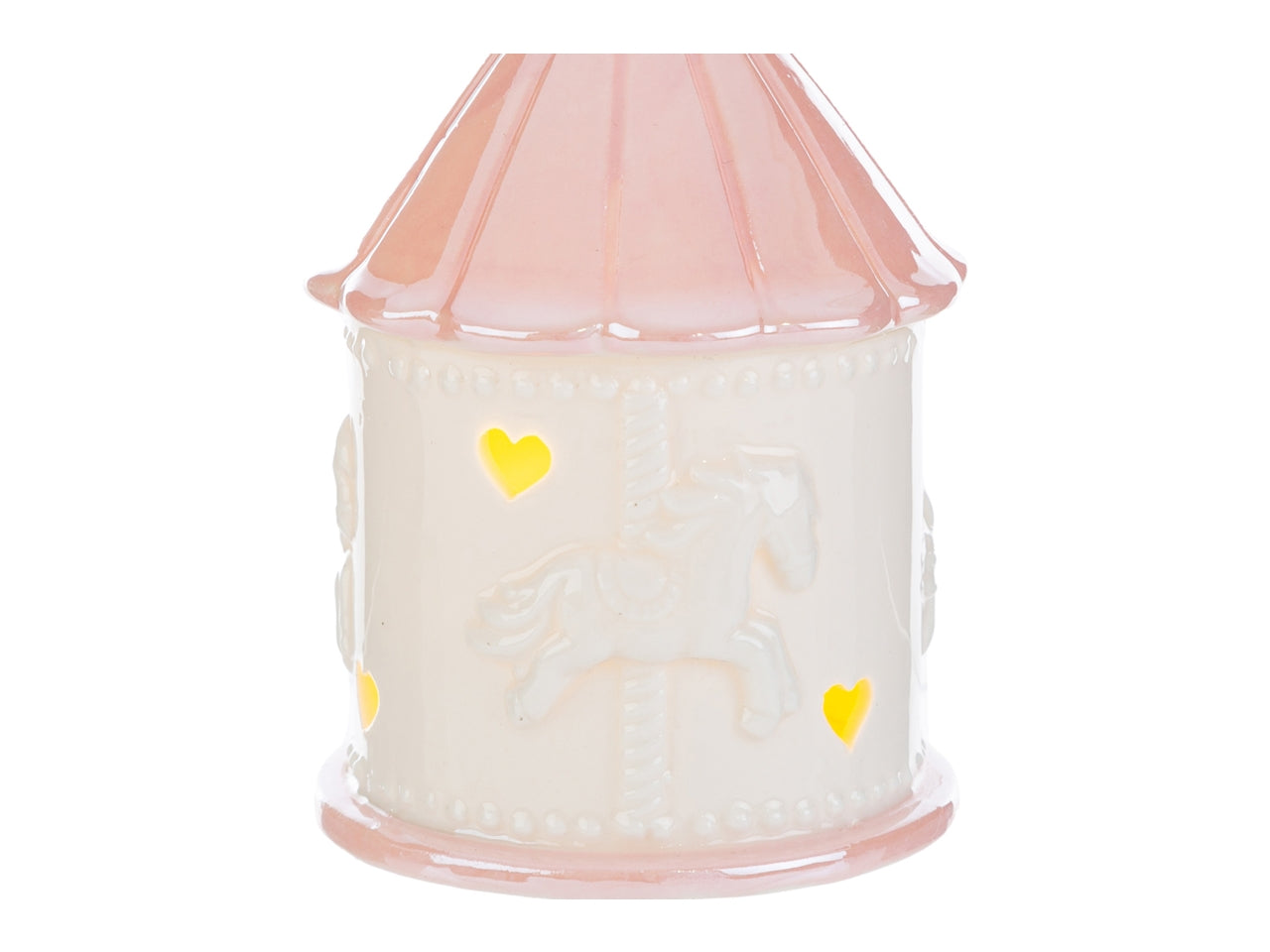 Giostrina led porcellana rosa 8x8xh.12cm con astuccio