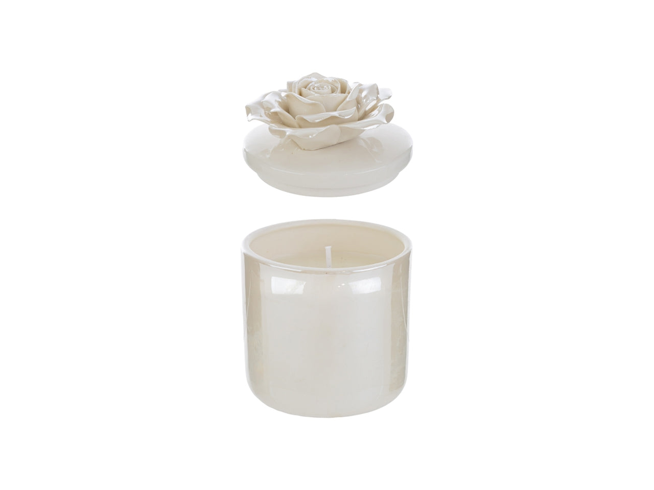 Candela scatola porcellana bianca 7,5x7,5xh.10,5cm con astuccio