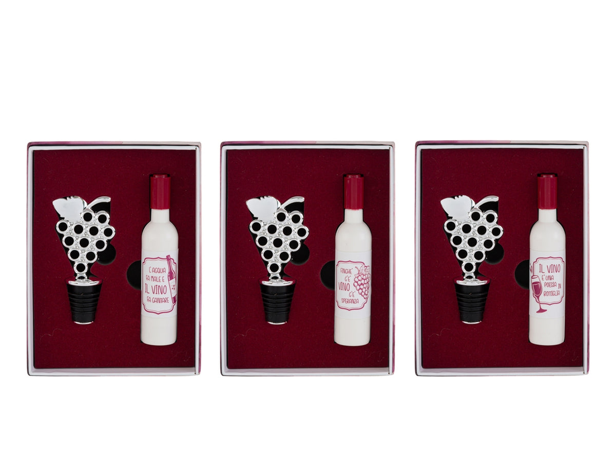Accessori vino con astuccio set da 2 accessori 3 assortimenti