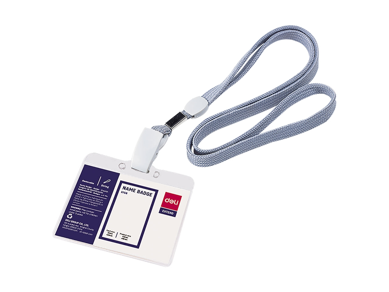 Deli portanome orizzontale con cordoncino blu
