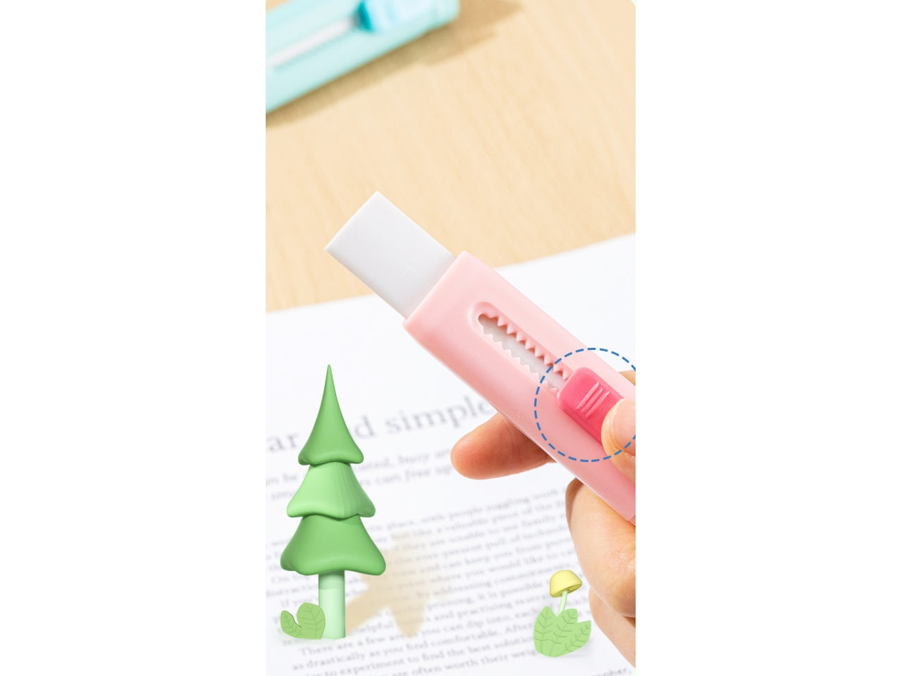 Gomma scorrevole assortita in 3 colori 8,5x2,5 cm - Deli