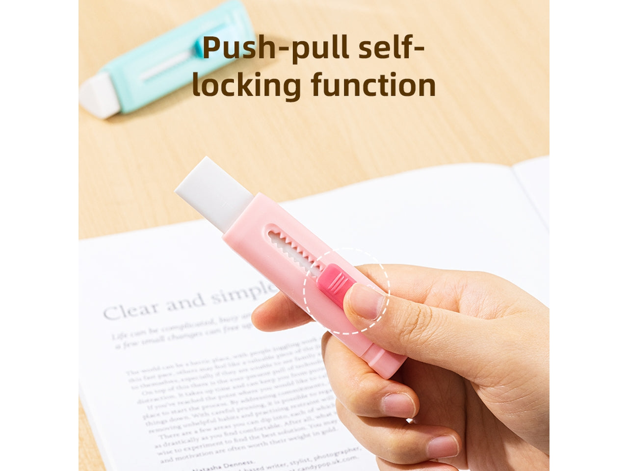 Gomma scorrevole assortita in 3 colori 8,5x2,5 cm - Deli