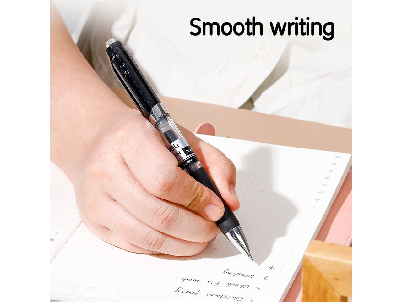 Penna gel nero a scatto Q104 tratto 0,5 mm con clip, confezione da 12 penne - Deli