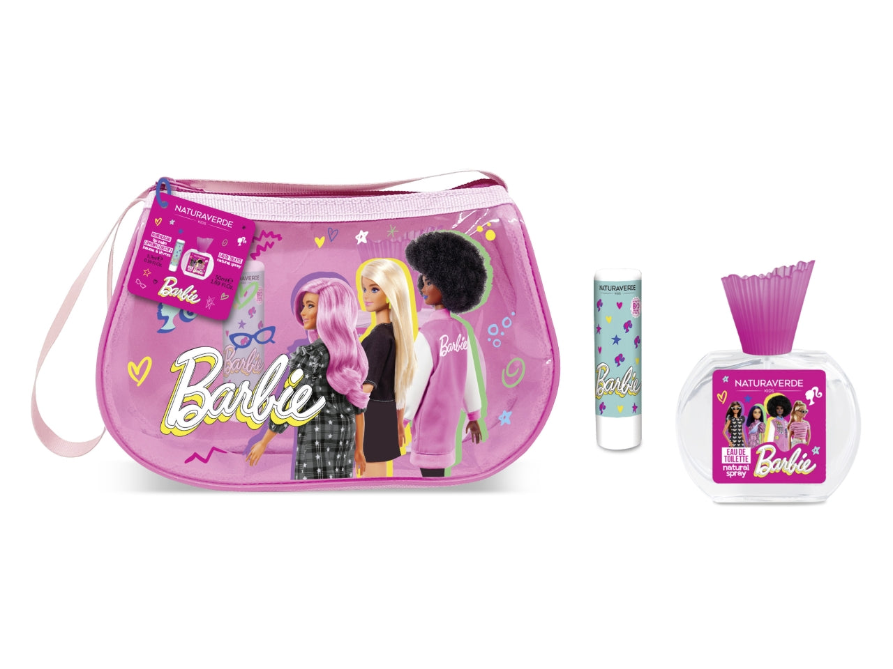 Barbie gift set mini borsetta burrocacao + eau de toilette + borsetta