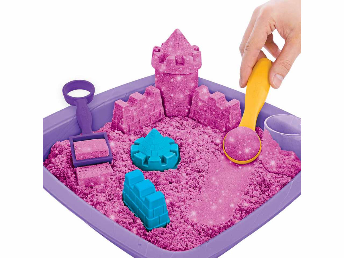 Kinetic sand playset castello di sabbia shimmer rosa